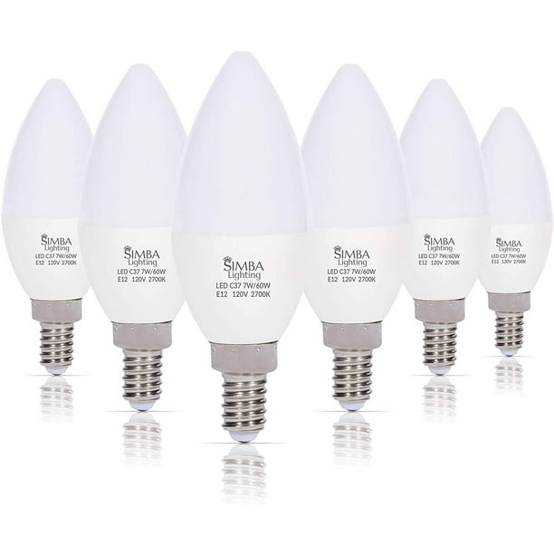4-Pack Daylight 6000K 730LM AC110-130V E12 Led Bulb Candelabra Light Bulbs 7W,75W Equivalent Ceiling Fan Bulbs T3/T4 Candelabra Base Corn Bulb 